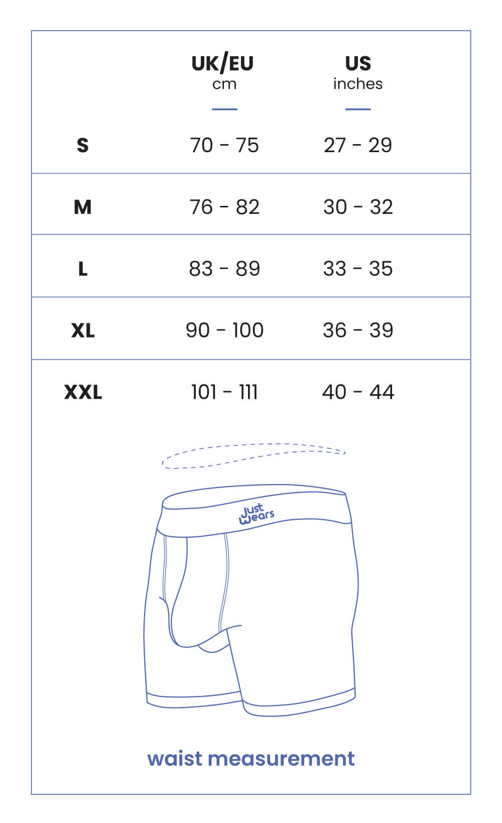 Product Size Guide - Mobile
